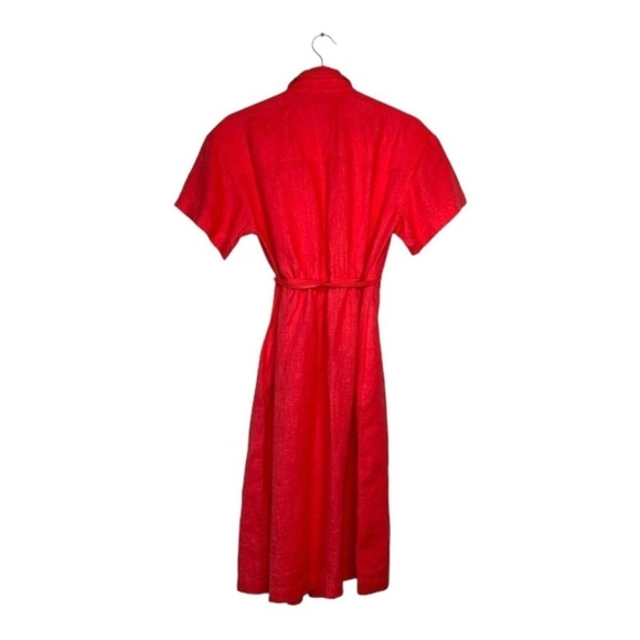 ATHLETA Playa Linen Short Sleeve Tie Waist Mini Wrap Dress Coral Size 10 - Picture 6 of 8